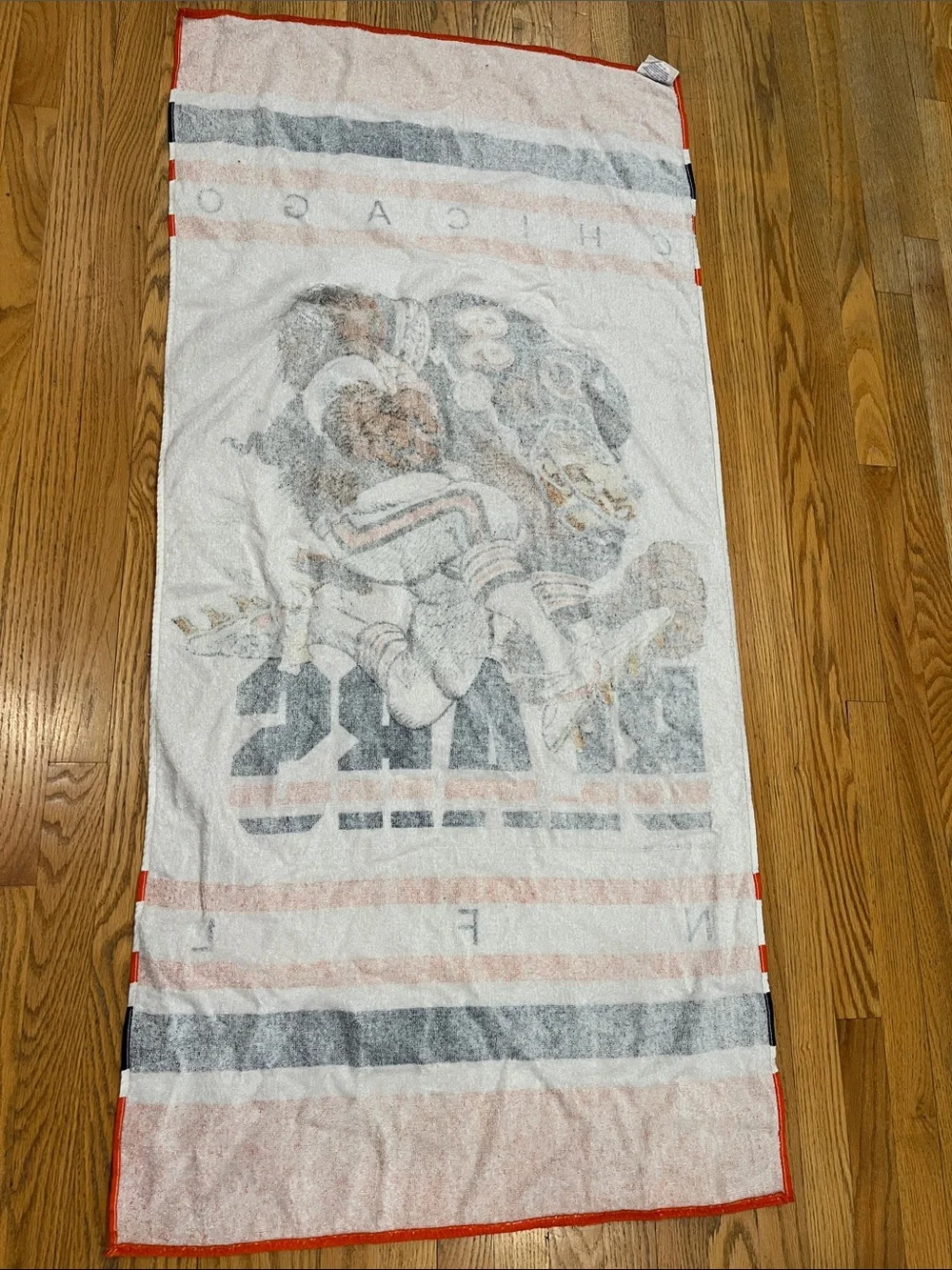 Vtg 1988 CHICAGO BEARS Football NFL Cotton Beach Towel Jack Davis 80s Art
